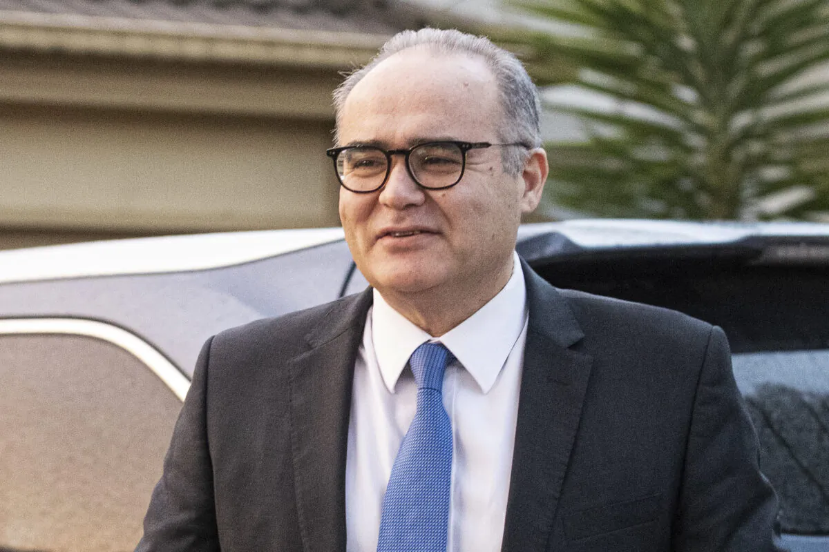 Adem Somyurek is seen outside his home in Melbourne, Australia, on June 16, 2020. (AAP Image/Daniel Pockett)