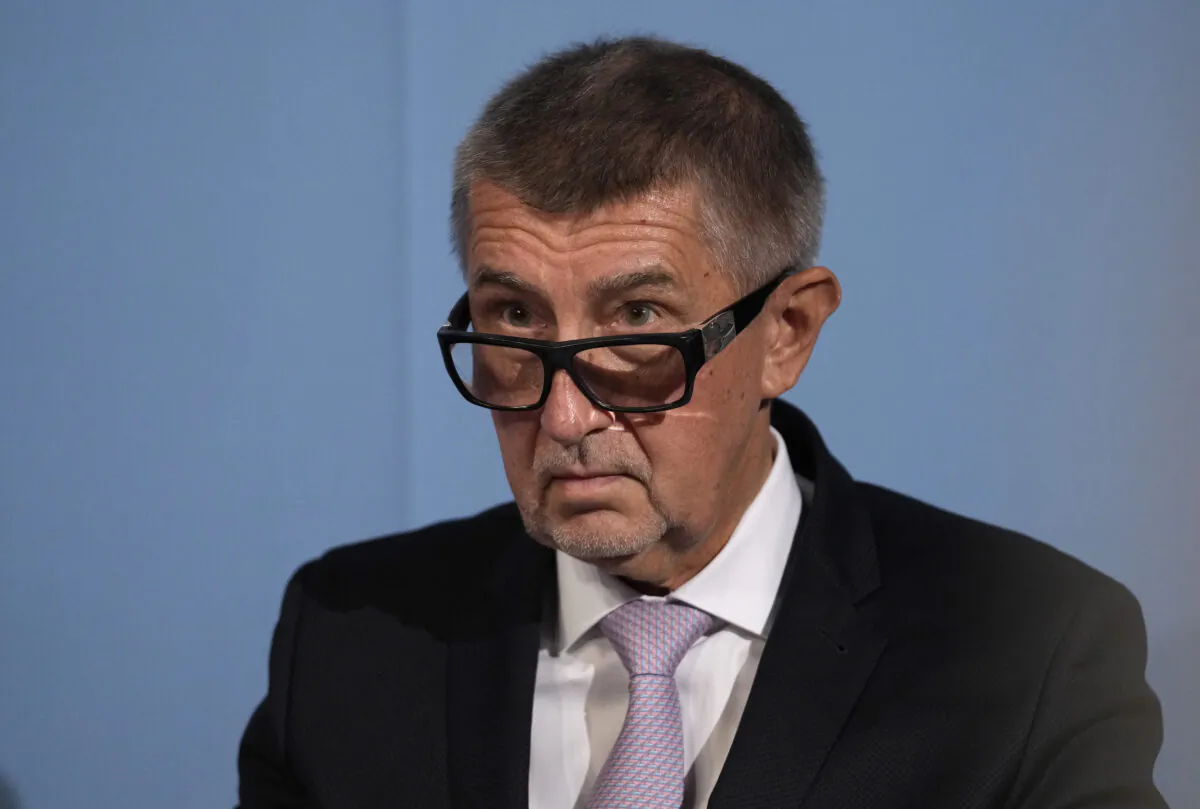 Czech Republic's Prime Minister Andrej Babis attends the last debates at the public radio before the poll stations open for the parliamentary election in Prague, Czech Republic, on Oct. 8, 2021. (Petr David Josek/AP Photo)