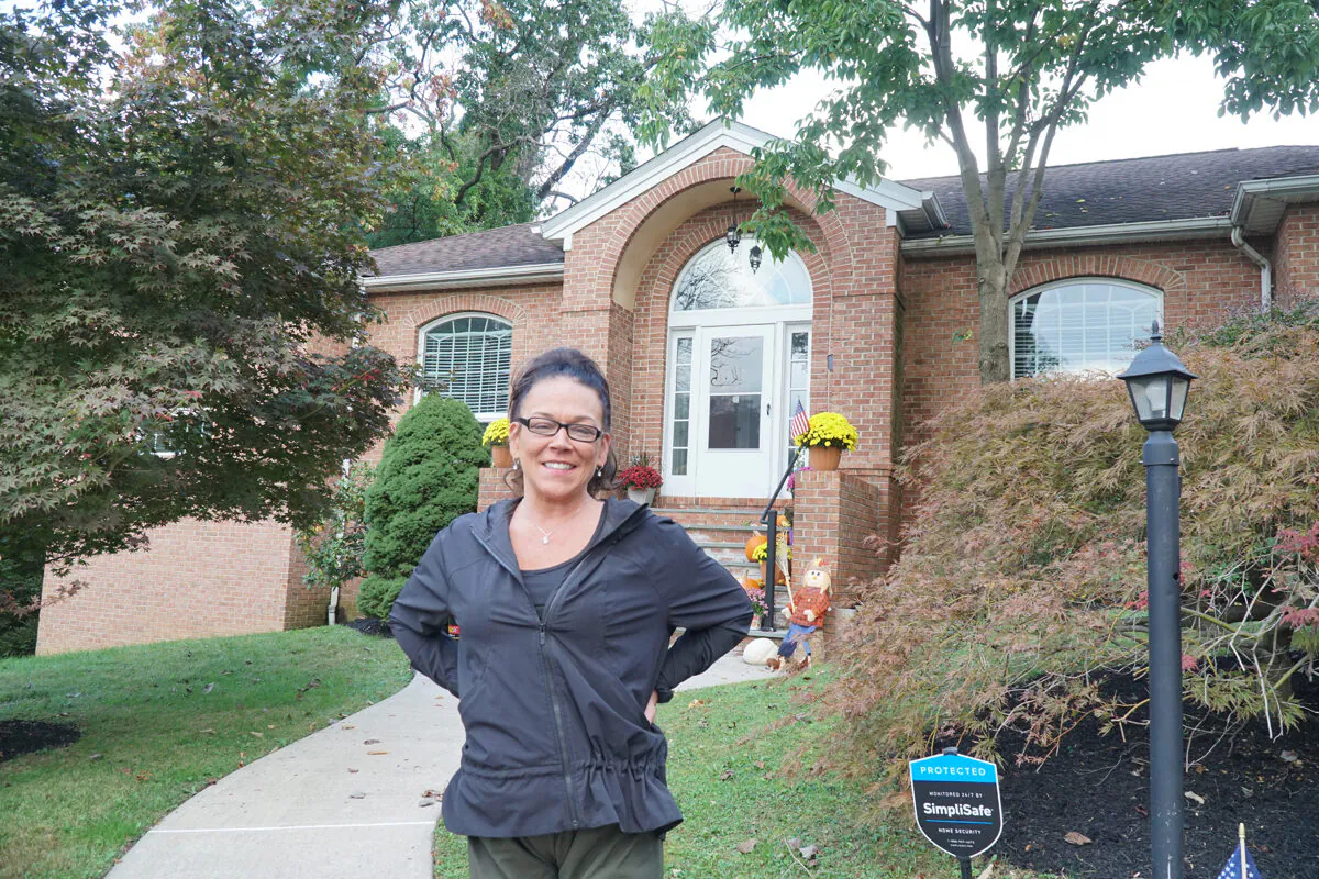 Staff Sgt. Veronica Hally at her gifted home in Glenside, Pa., offered by Building Homes for Heroes (Lily Sun/The Epoch Times)
