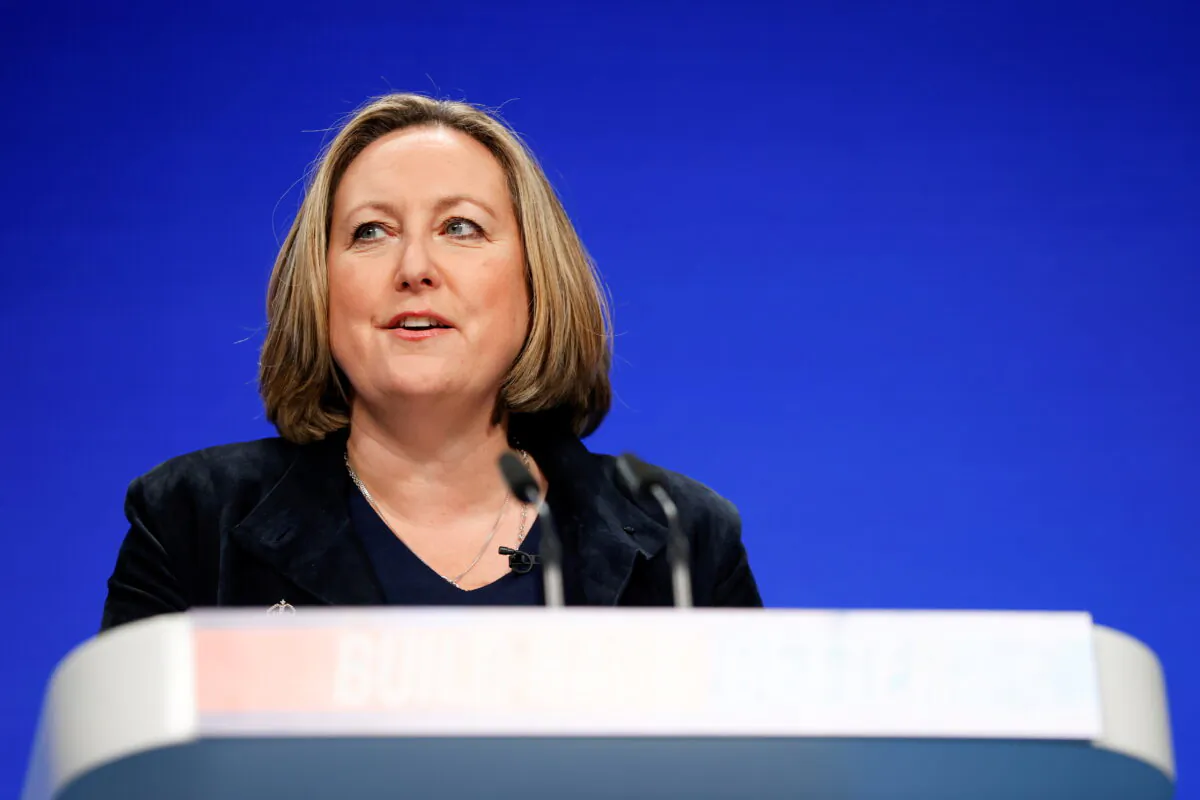 Britain's Secretary of State for International Trade Anne-Marie Trevelyan speaks during the annual Conservative Party conference, in Manchester, Britain, on Oct. 3, 2021. (Phil Noble/Reuters)