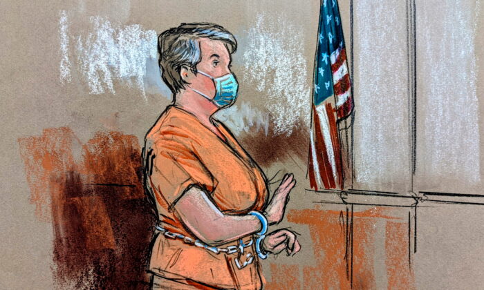 Diana Toebbe appears in court in a file courtroom sketch.  (Bill Hennessey/Reuters)