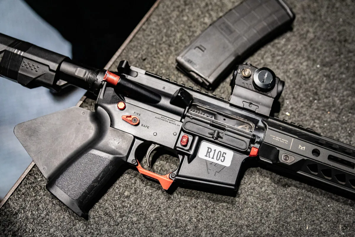An AR-15 at FT3 tactical shooting range in Stanton, Calif., on May 3, 2021. (John Fredricks/The Epoch Times)