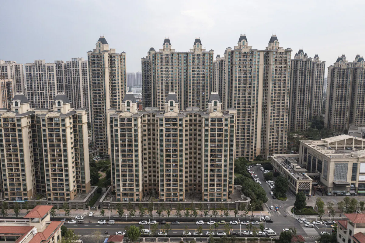(CHINA OUT) An aerial view from a drone of the Evergrande City on September 24,2021 in Wuhan, Hubei Province, China. Evergrande, China's largest property developer, is facing a liquidity crisis with total debts of around $300 billion. The problems faced by the company could impact China’s economy, and the global economy at large. (Getty Images)