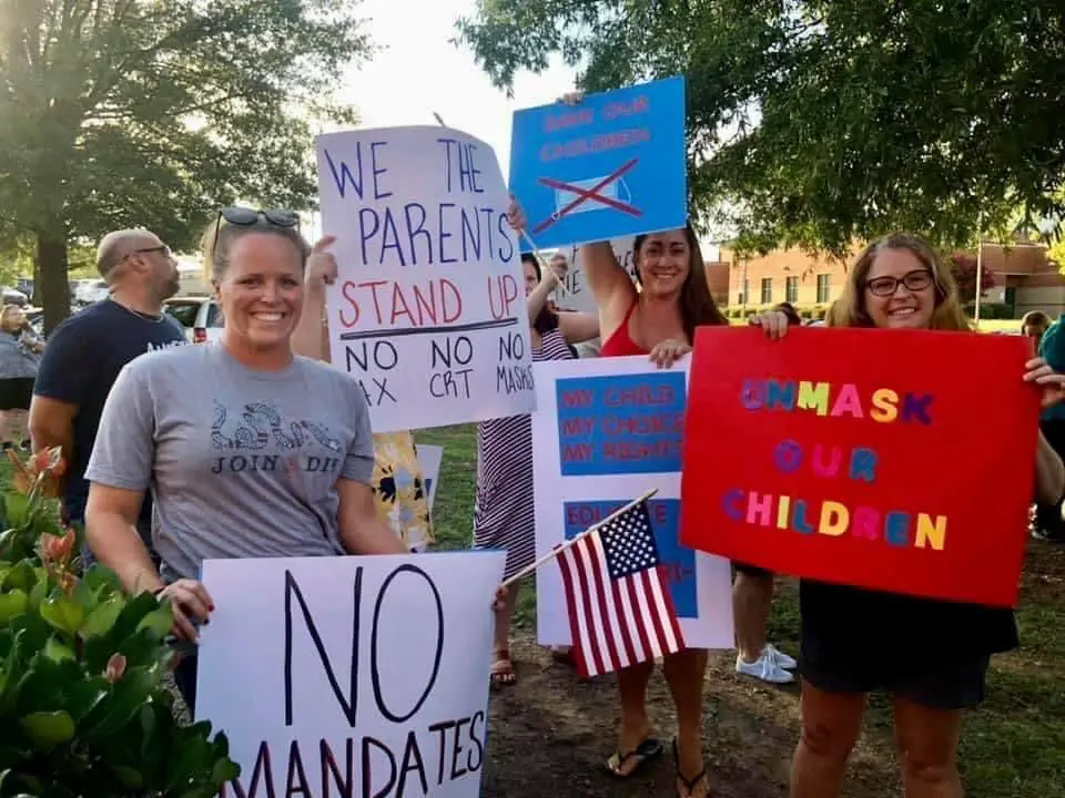 Protesters gather outside the Union County School Board's monthly meetings on mask policy. (Courtesy photo)