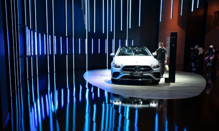 Mercedes Benz displays its car during the 2020 Beijing International Automotive Exhibition in Beijing, China, on Sept. 28, 2020. (Lintao Zhang/Getty Images)