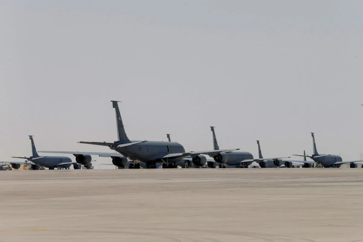 U.S. Air Force planes, which were used to evacuate people from Afghanistan, are seen at Al Udeid airbase in Doha, Qatar, on Sep. 4, 2021. (Hamad I Mohammed/Reuters)