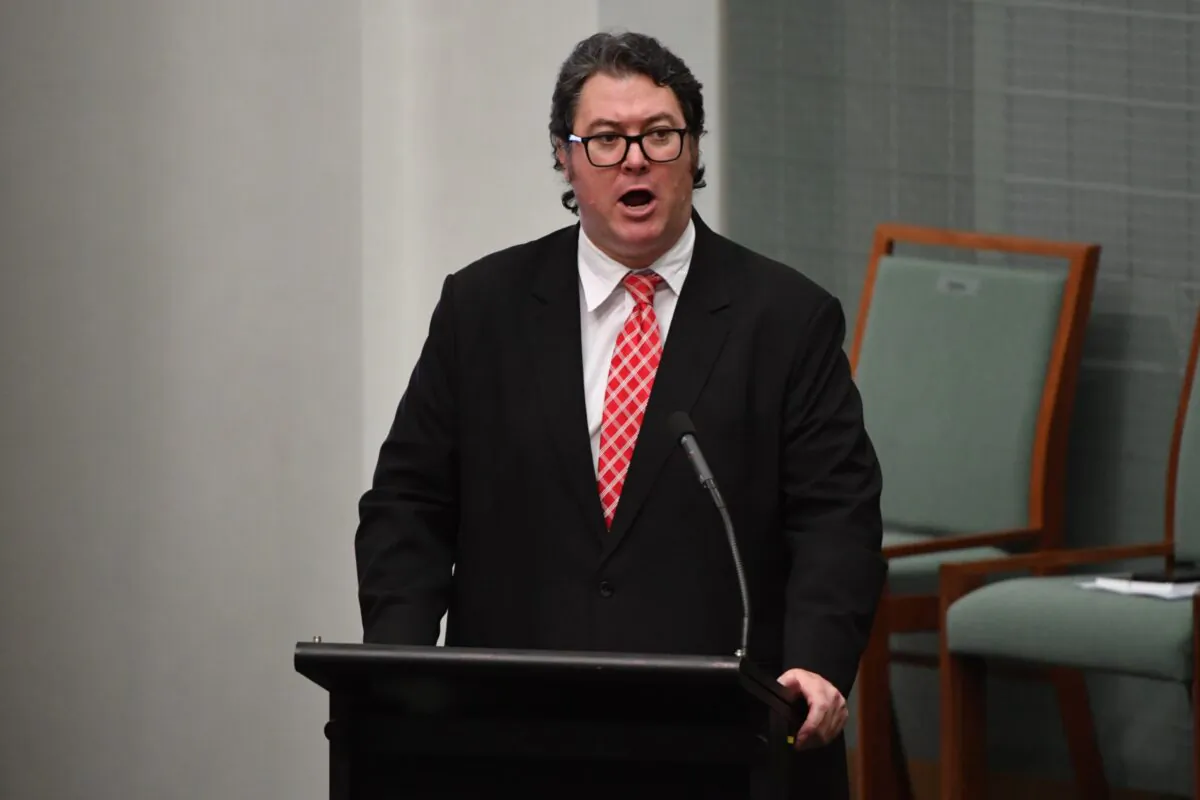 Nationals Member for Dawson George Christensen makes a 90 second statement before Question Time in the House of Representatives at Parliament House in Canberra, Australia, Aug. 23, 2021. (AAP Image/Mick Tsikas)