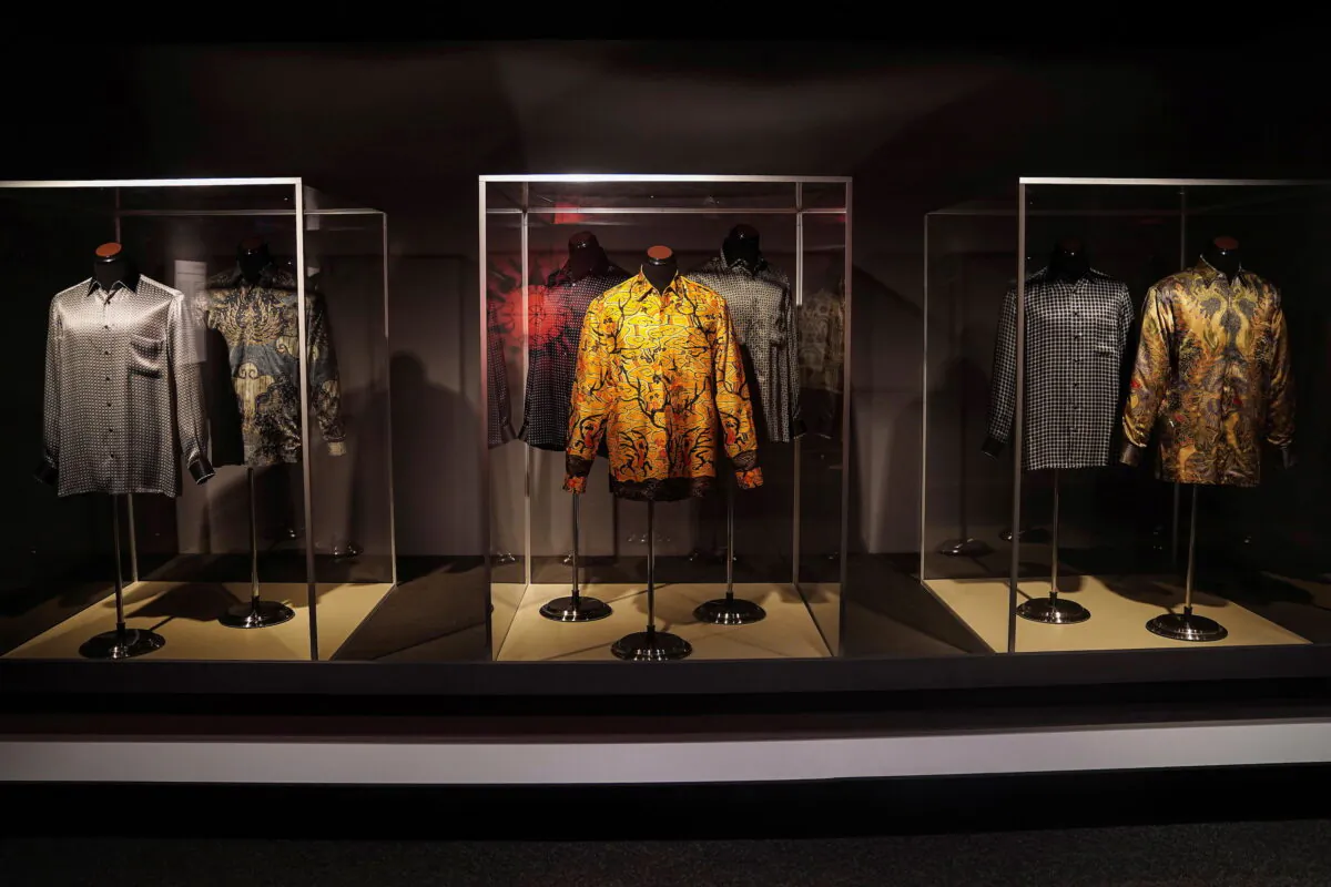 Shirts formerly belonging to Nelson Mandela that are going up for auction to raise funds for charity are pictured in the Manhattan borough of New York City, N.Y., on Oct. 13, 2021.  (Carlo Allegri/REUTERS)