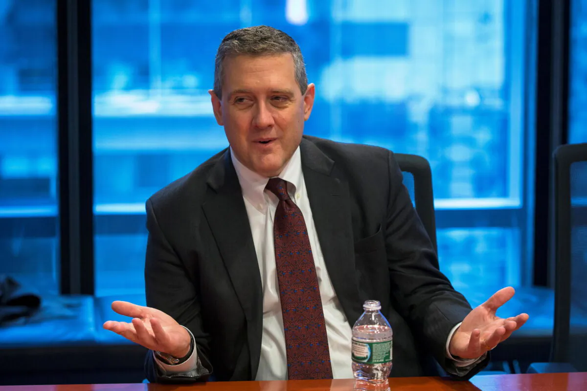 St. Louis Fed President James Bullard speaks about the U.S. economy during an interview in New York Feb. 26, 2015. (Lucas Jackson/Reuters)