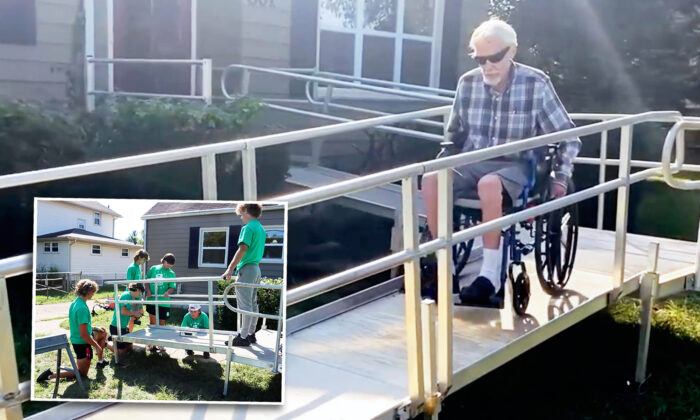 High Schoolers, Nonprofit Help Build Outdoor Wheelchair Ramp for Veteran With Terminal Illness