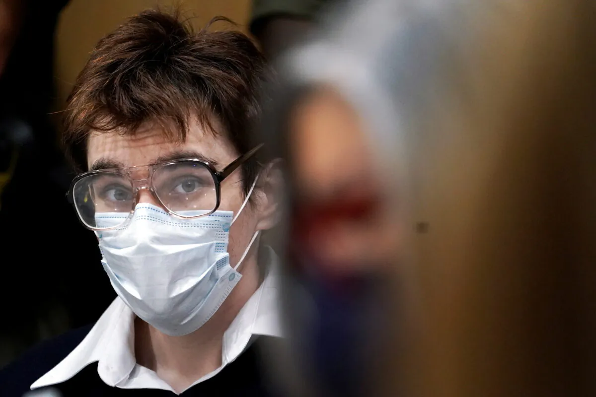 Parkland school shooter Nikolas Cruz looks on before pleading guilty on all four criminal counts stemming from his alleged attack on a Broward County jail guard in Nov. 2018, in Fort Lauderdale, Florida, on Oct. 15, 2021. (Amy Beth Bennett/Pool via Reuters)