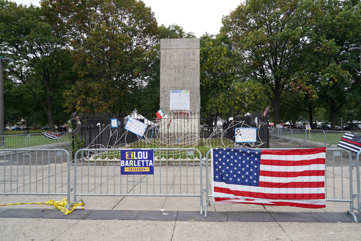 Iconic Philadelphia Columbus Statue Still Covered by Wooden Box