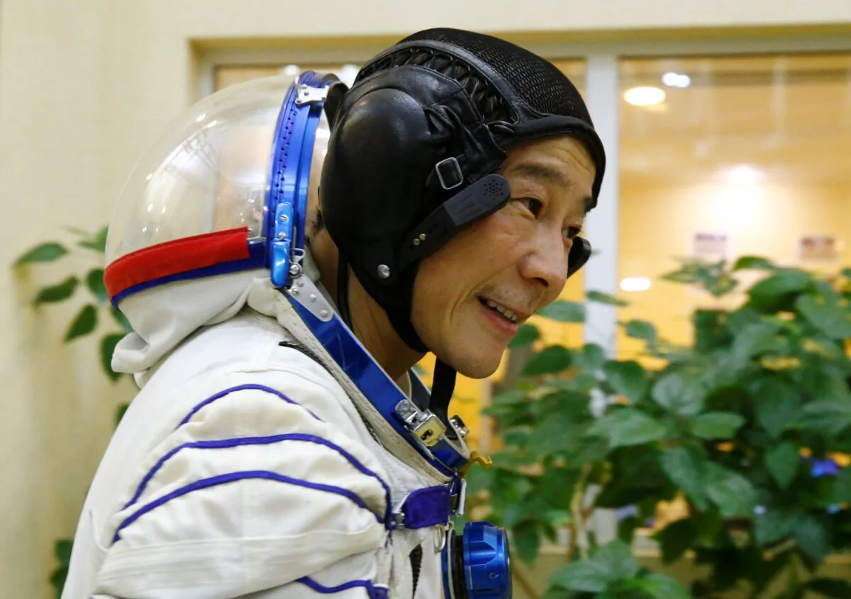 Space flight participant Yusaku Maezawa attends a training session ahead of the expedition to the International Space Station at the Gagarin Cosmonauts' Training Center in Star City outside Moscow, Russia, on Oct. 14, 2021. (Shamil Zhumatov/Pool Photo via AP)