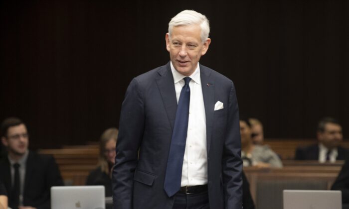 Canada's Ambassador to China Dominic Barton waits to appear before the House of Commons Special Committee on Canada-China Relations, in Ottawa on Feb. 5, 2020. ( Canadian Press/Adrian Wyld)