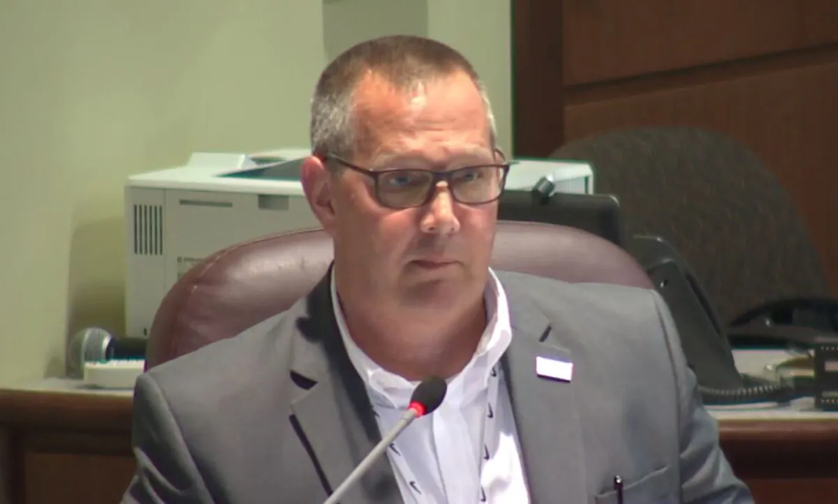 In this image from video, Loudoun County Superintendent Scott Ziegler is seen during a school board meeting in Ashburg, Va., on June 22, 2021. (The Epoch Times via LCPS)