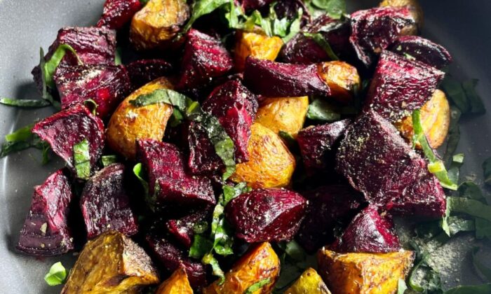 Finish these crispy air-fried beets with homemade bay salt and slivered beet greens. (Tara Holland/TNS)