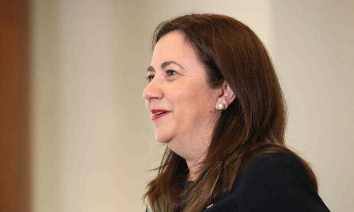 Queensland Premier Annastacia Palaszczuk speaks during a press conference in Brisbane, Monday, Oct. 18, 2021. (AAP Image/Jono Searle)