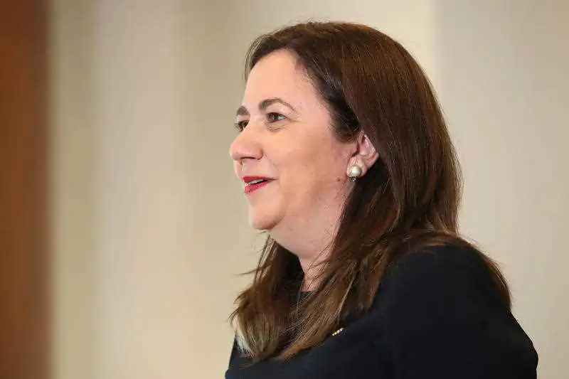 Queensland Premier Annastacia Palaszczuk speaks during a press conference in Brisbane, Monday, Oct. 18, 2021. (AAP Image/Jono Searle)