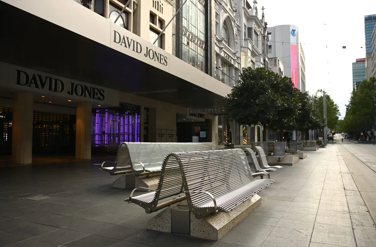 An empty Bourke Street Mall is seen in Melbourne, Australia, on Oct. 17, 2021. (Quinn Rooney/Getty Images)