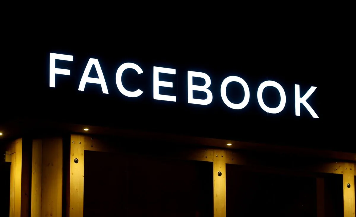 The logo of Facebook in Davos, Switzerland, on Jan. 20, 2020. (Arnd Wiegmann/Reuters)