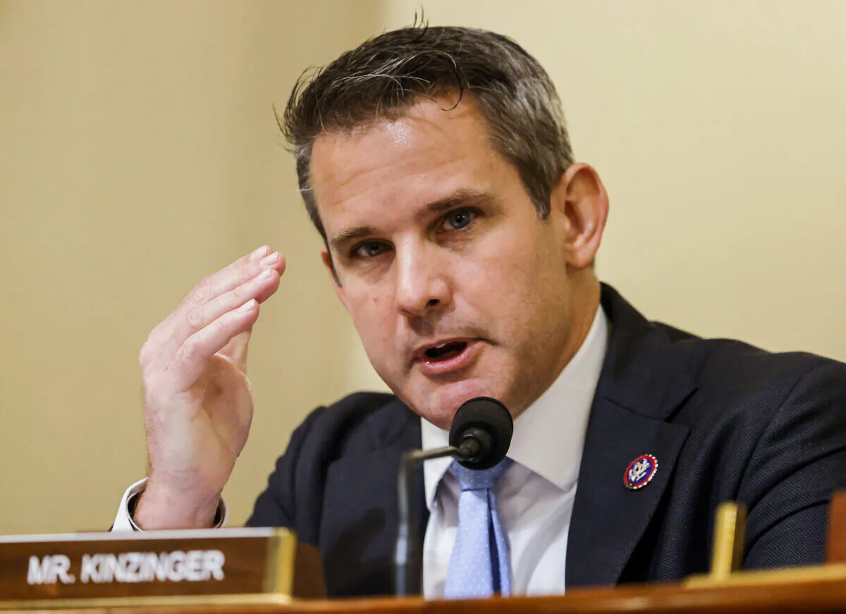 U.S. Representative Adam Kinzinger (R-Ill.) speaks during the opening hearing of the U.S. House (Select) Committee investigating the Jan. 6 attack on the U.S. Capitol on July 27, 2021 at the Cannon House Office Building in Washington. Members of law enforcement testified about the attack by supporters of former President Donald Trump on the U.S. Capitol. According to authorities, about 140 police officers were injured when they were trampled, had objects thrown at them, and sprayed with chemical irritants during the insurrection. (Photo by Jim Bourg-Pool/Getty Images)