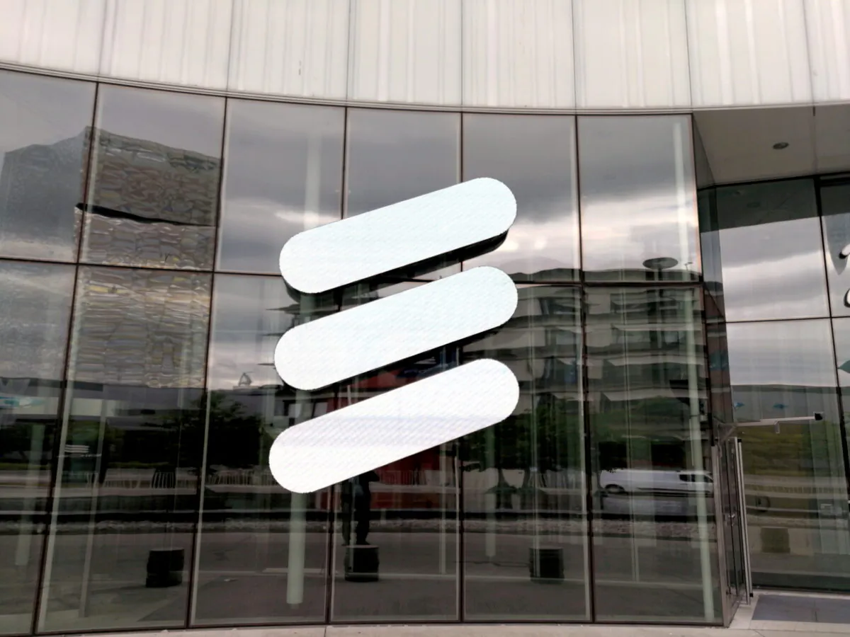 An Ericsson logo is seen at its headquarters in Stockholm, on June 14, 2018. (Olof Swahnberg/Reuters)