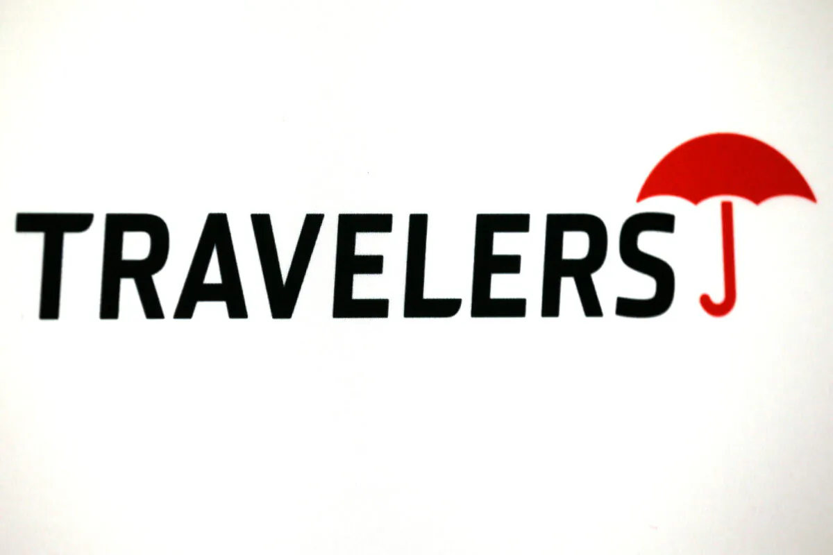 The logo of Travelers Companies in Los Angeles on April 27, 2016. (Lucy Nicholson/Reuters)
