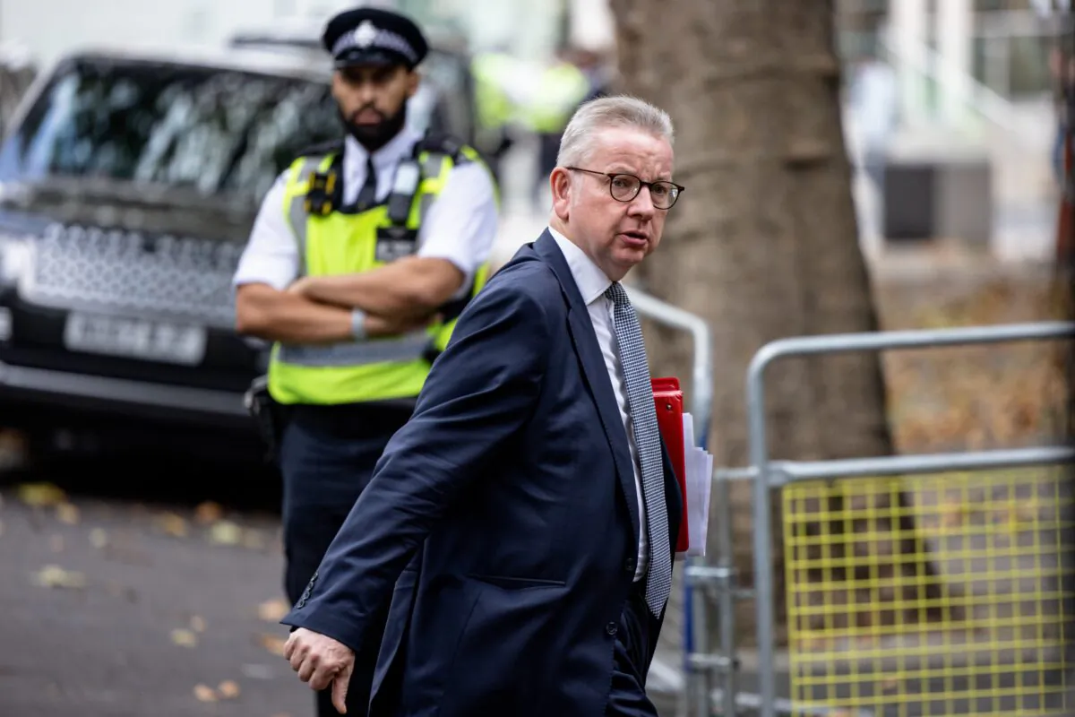 UK Secretary of State for Levelling Up, Housing, and Communities Michael Gove at the Science Museum in London, on Oct. 19, 2021. (Rob Pinney/Getty Images)