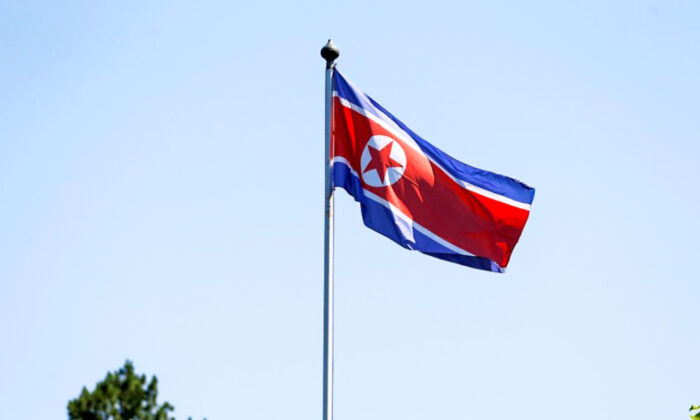 The flag of North Korea is seen in Geneva, Switzerland, on June 20, 2017. (Pierre Albouy/Reuters)