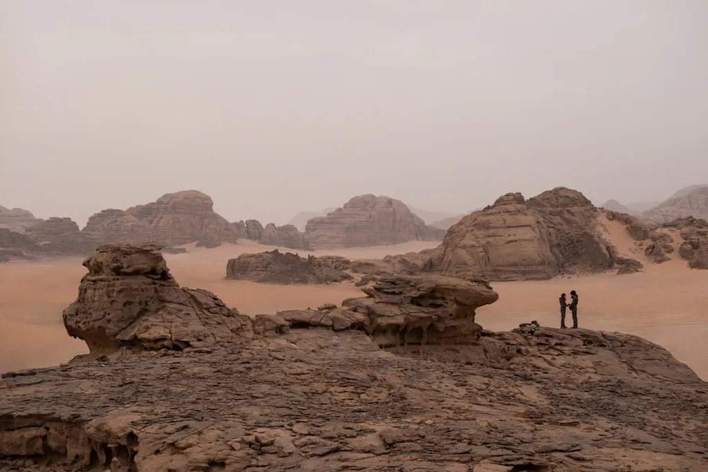 The landscapes in "Dune" can be breathtaking but dwarf the characters. (Warner Bros.) 