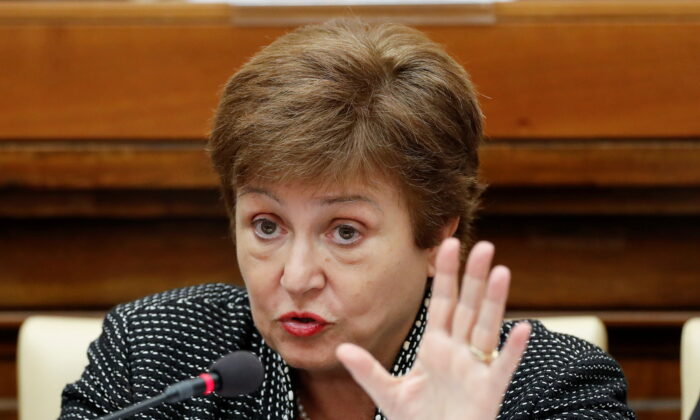 IMF Managing Director Kristalina Georgieva speaks during a conference at the Vatican, Italy, on Feb. 5, 2020. (Remo Casilli/Reuters)