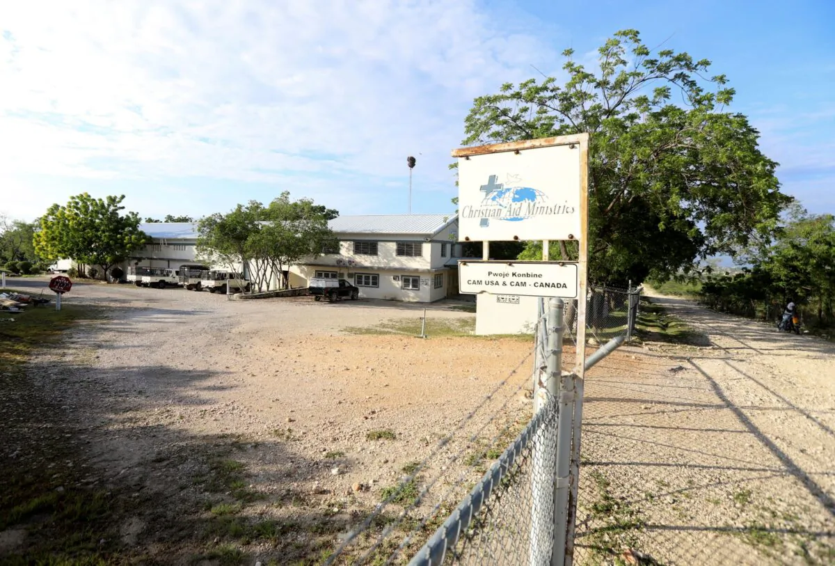 An entrance to the Christian Aid Ministries compound is seen after the abduction of a U.S.-based group of missionaries fueled international concerns over gang violence, in Titanyen, on the outskirts of Port-au-Prince, Haiti, on Oct. 18, 2021. (Ralph Tedy Erol/Reuters)