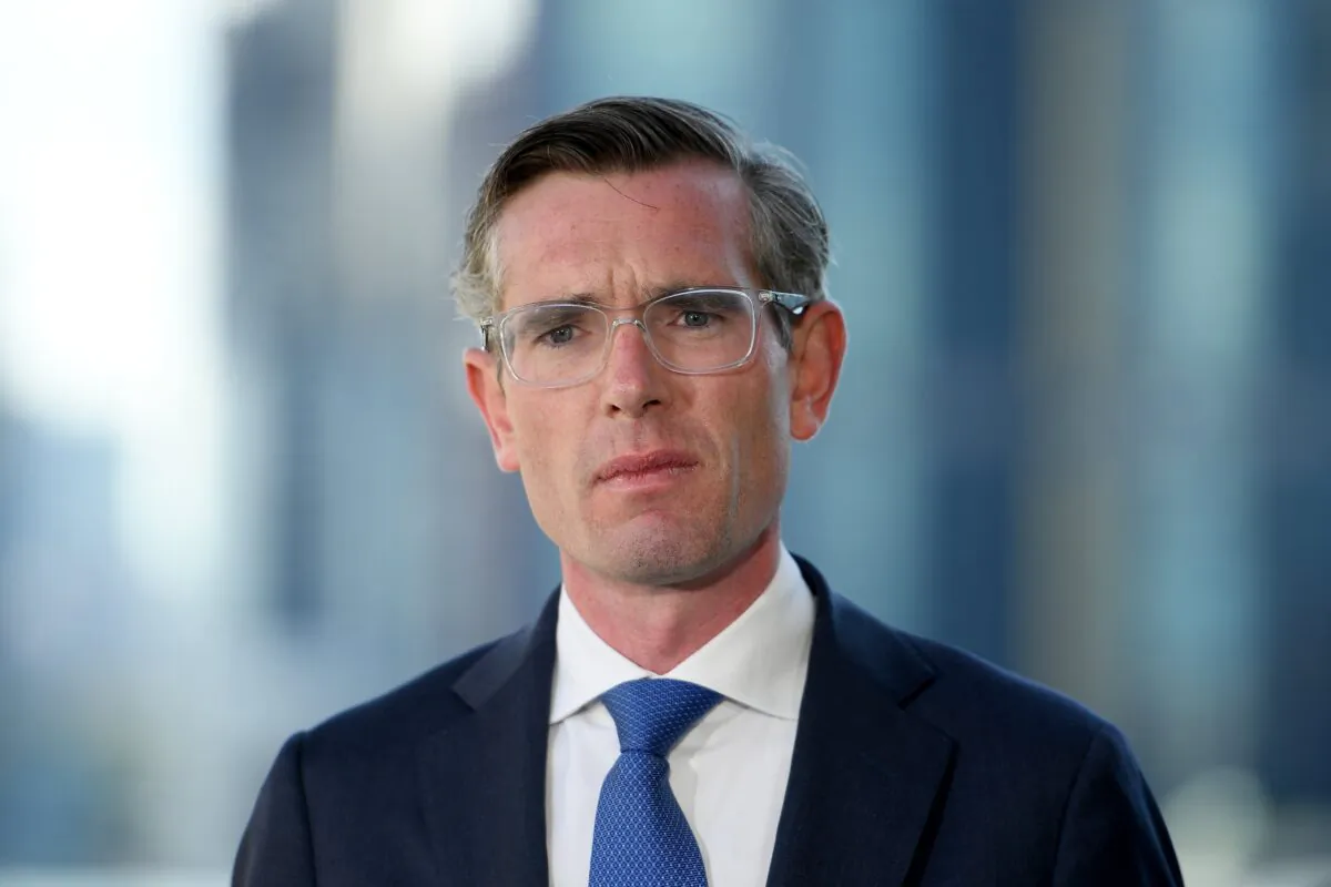 NSW Premier Dominic Perrottet addresses media during a press conference in Sydney, Australia, on Oct. 20, 2021. (AAP Image/Dan Himbrechts)