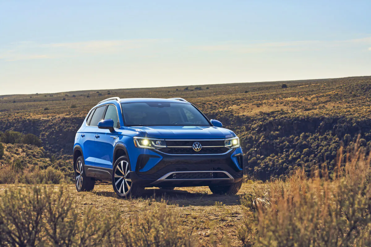 A new 2022 Volkswagen Taos compact crossover SUV. (Courtesy of Volkswagen of America via AP)