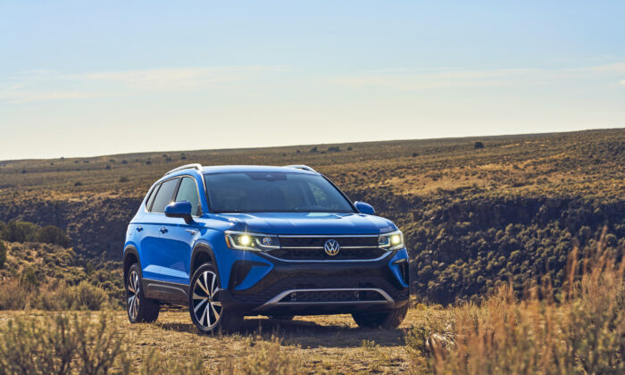 A new 2022 Volkswagen Taos compact crossover SUV. (Courtesy of Volkswagen of America via AP)