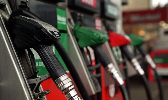 Petrol pumps at a Texaco petrol station in the UK, in an undated file photo. (Michael Crabtree/PA Media)
