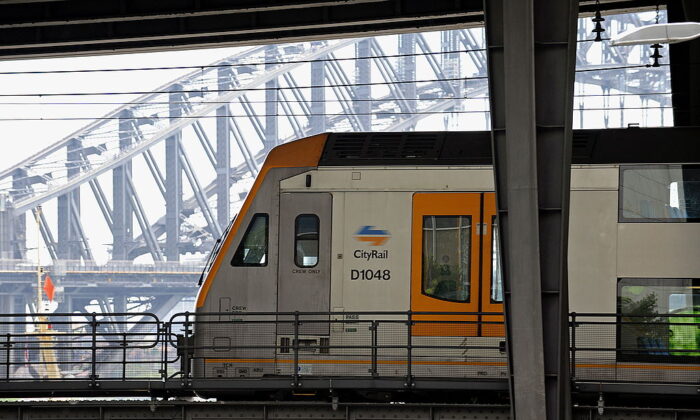 A CityRail commuter train leaves Circular Quay railway station in Sydney, Australia on Feb. 2, 2010. (Greg Wood/AFP via Getty Images)