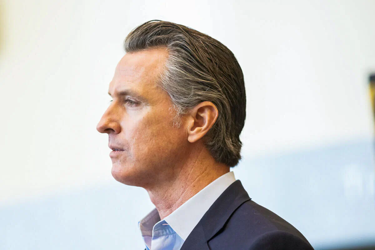 California Governor Gavin Newsom speaks at California State University Long Beach, in Long Beach, Calif., on March 3, 2021. (John Fredricks/The Epoch Times)