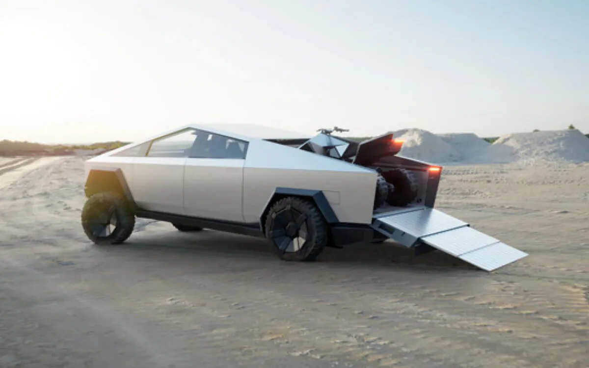 A Cyberquad in the trunk of a Cybertruck. (Courtesy of Tesla)
