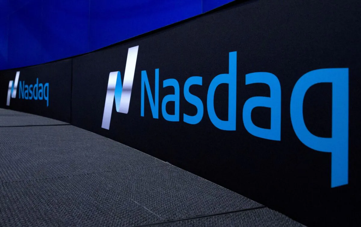 The Nasdaq logo is displayed at the Nasdaq Market site in New York on Sept. 2, 2015. (Brendan McDermid/Reuters)