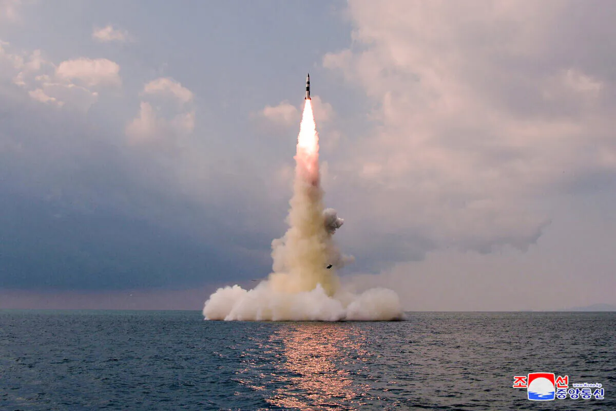 A new submarine-launched ballistic missile is seen during a test in this undated photo released by North Korea's Korean Central News Agency (KCNA) on Oct. 19, 2021. (KCNA via Reuters)