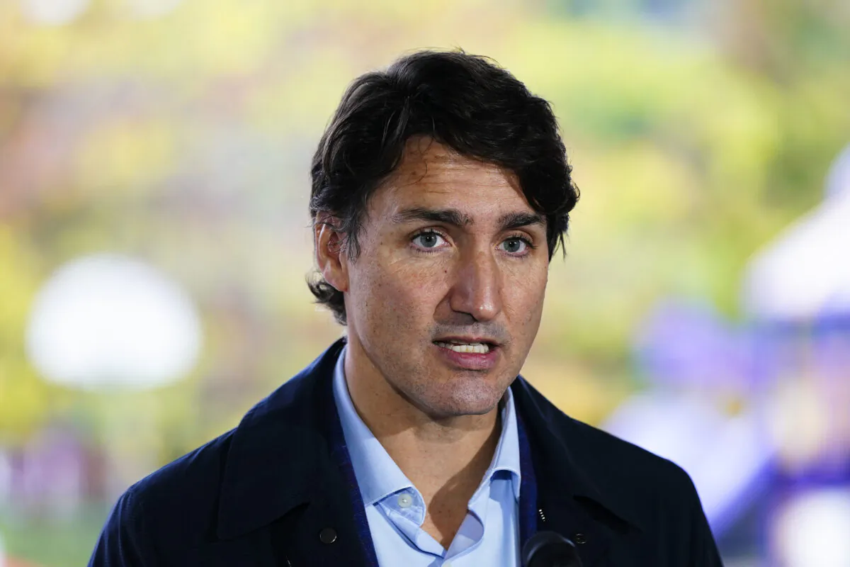 Prime Minister Justin Trudeau speaks during a press conference as he visits the Children's Hospital of Eastern Ontario in Ottawa on Oct. 21, 2021. (THE CANADIAN PRESS/Sean Kilpatrick)