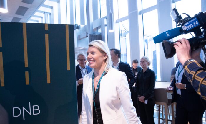 Kjerstin Braathen arrives to be  a property   league  successful  Oslo aft  the Norwegian Bank DNB appointed her arsenic  caller   radical  main  enforcement  of DNB connected  June 12, 2019. (Terje Bendiksby/AFP via Getty Images)