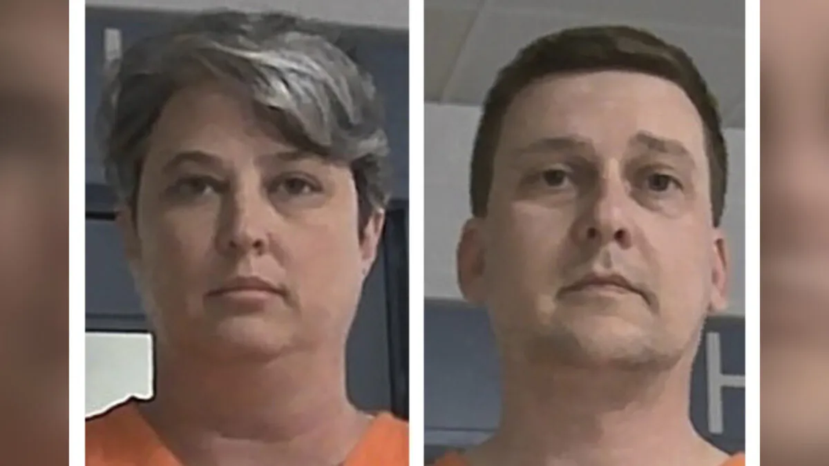 These booking photos released Oct. 9, 2021, by the West Virginia Regional Jail and Correctional Facility Authority show Jonathan Toebbe and his wife, Diana Toebbe.  (West Virginia Regional Jail and Correctional Facility Authority via AP)