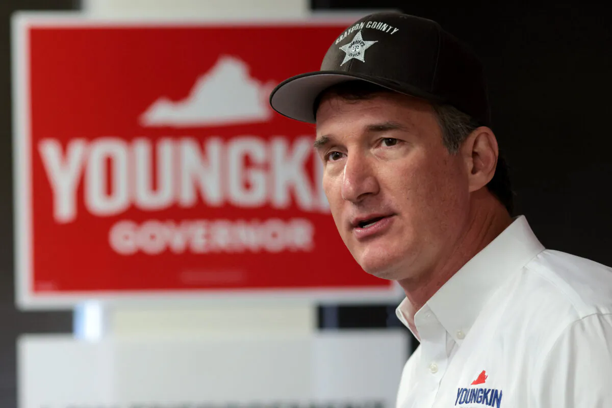 Republican gubernatorial candidate Glenn Youngkin (R-Va.) in Vienna, Va., on Oct. 14, 2021. (Win McNamee/Getty Images)
