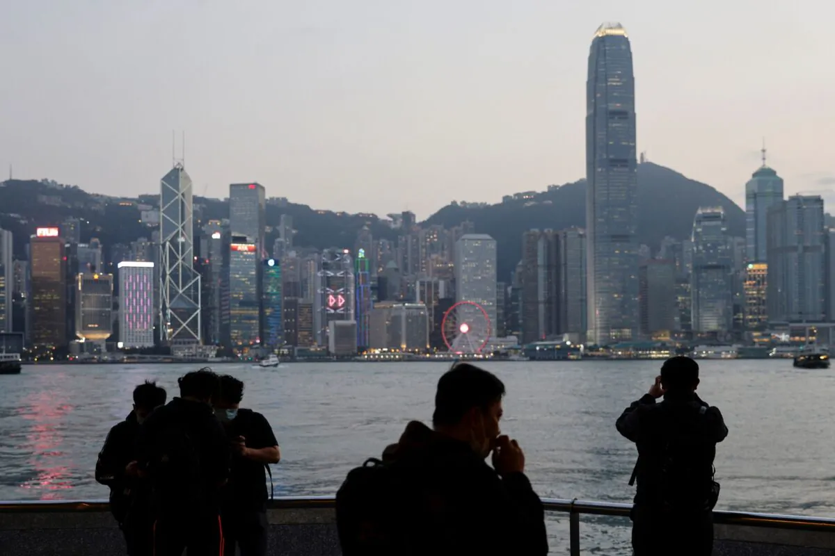 A general view of the Central financial district during sunset, in Hong Kong, China on March 11, 2021. (Tyrone Siu/Reuters)