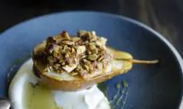 Roasted Pear Crumble With Honey Yogurt