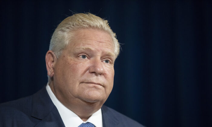 Ontario Premier Doug Ford attends a property   briefing astatine  the Queens Park legislature  successful  Toronto connected  Oct. 15, 2021. (The Canadian Press/Chris Young)