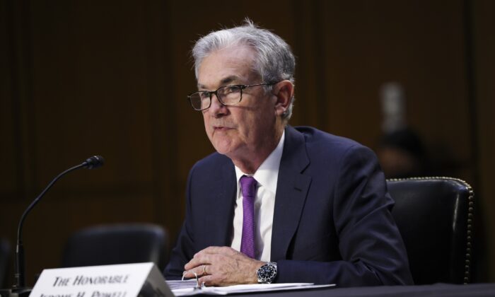 Federal Reserve Chairman Jerome Powell at the Hart Senate Office Building, in Washington on Sept. 28, 2021. (Kevin Dietsch/Getty Images)