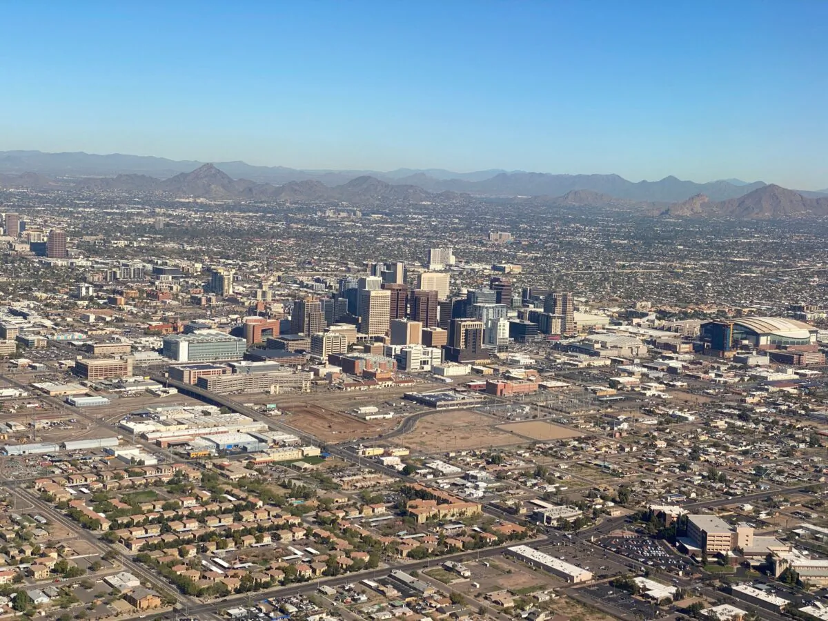 Aerial view of downtown Phoenix, Ariz. on January 6, 2020. (Daniel Slim/AFP via Getty Images)